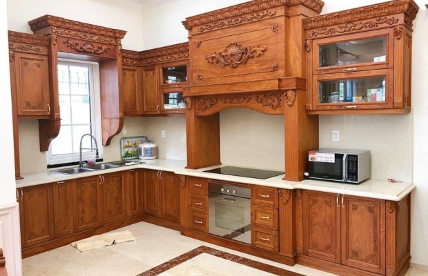  Tủ Bếp Gỗ Căm Xe TBGTN-02